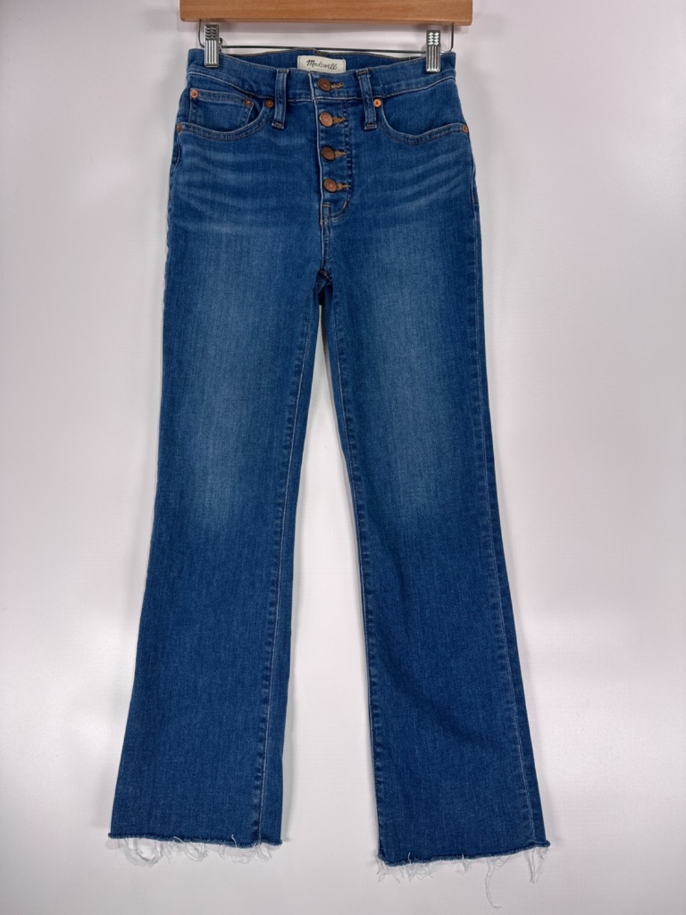 Madewell Cali Demi Boot Jeans High Rise Exposed Button Fly 24 - Picture 2 of 12